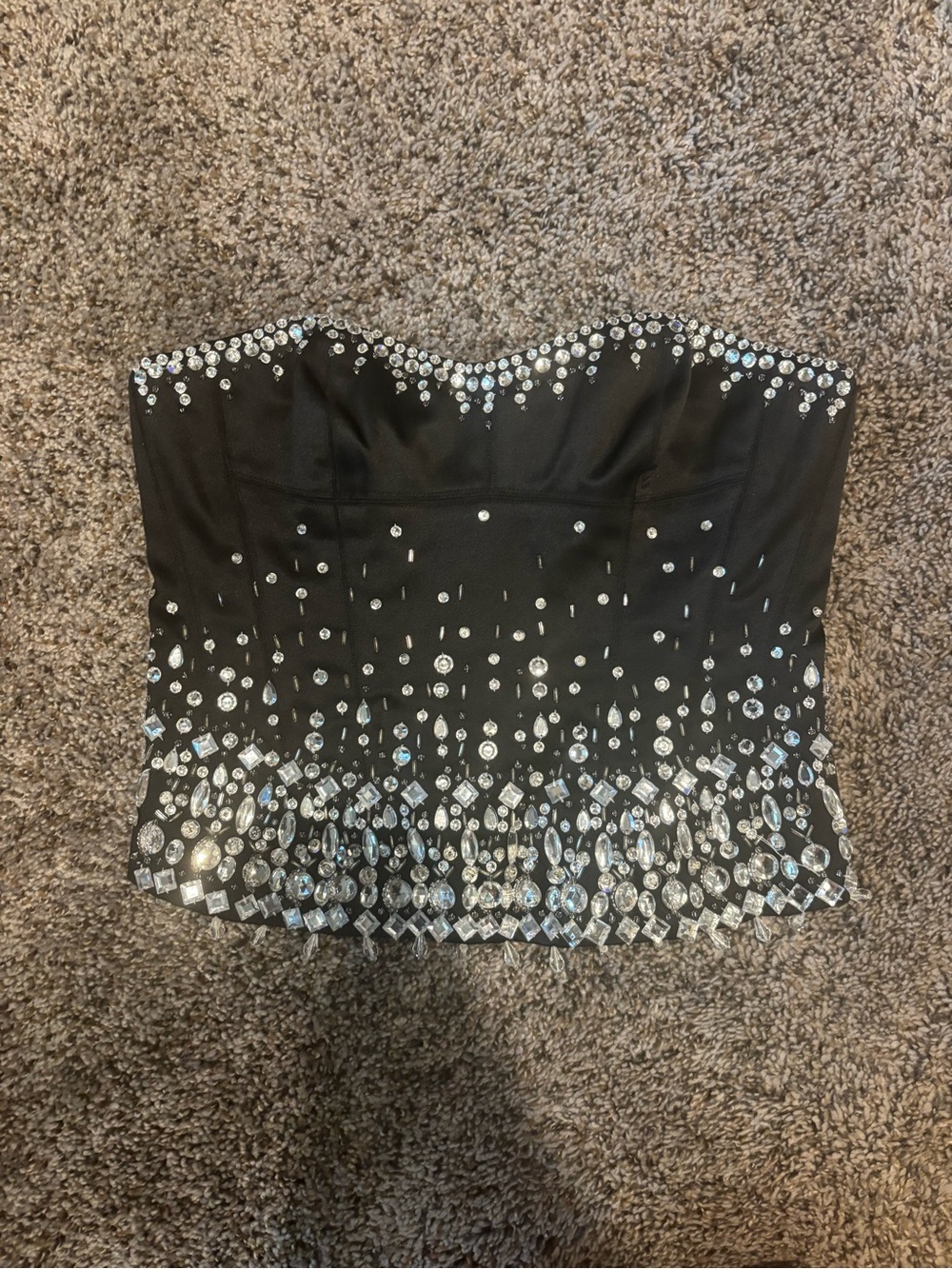 Bloomingdale's Black Strapless Crystal-Embellished Corsette